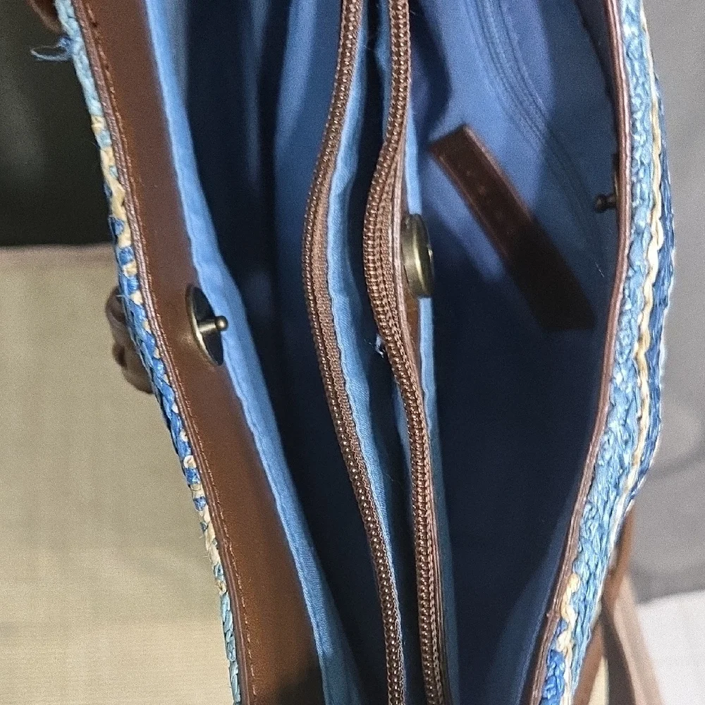 Relativity Blue and Brown Striped Shoulder Bag - Picture 9 of 13